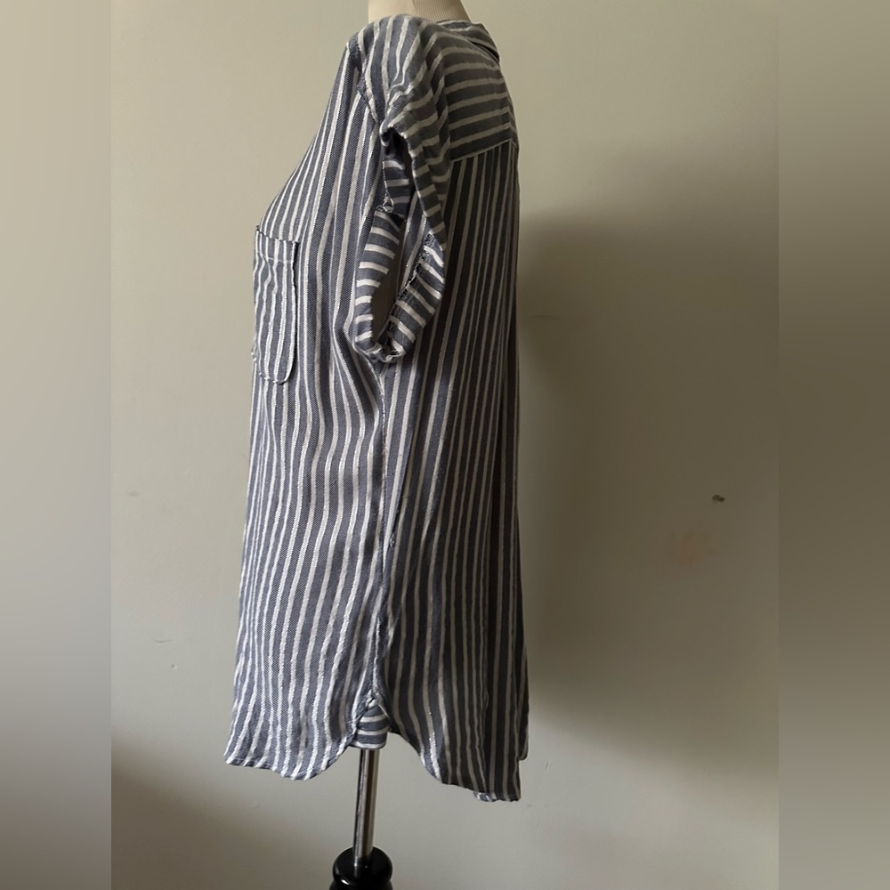 Sonoma Metallic Stripe Short Sleeve Dolman Top gray /White Women’s medium - Picture 7 of 11